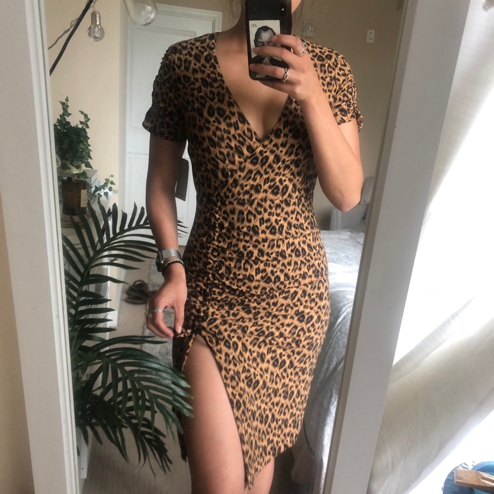 Bardot | Nicola Leopard Print Side Slit dress